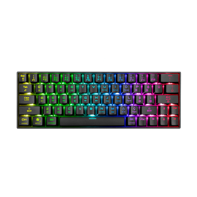 Tastatura gaming RAMPAGE KB-RX63 B-ATOM Black Bluetooth RGB Backlight RED SWITCH US Layout 63 Mini - Image 2
