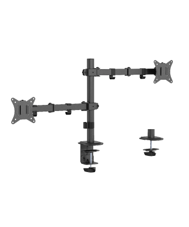 NOSAČ ZA DVA MONITORA GEMBIRD MA-D2-03, montaža na stol, tilt, swivel), 17”-32”, up to 9 kg