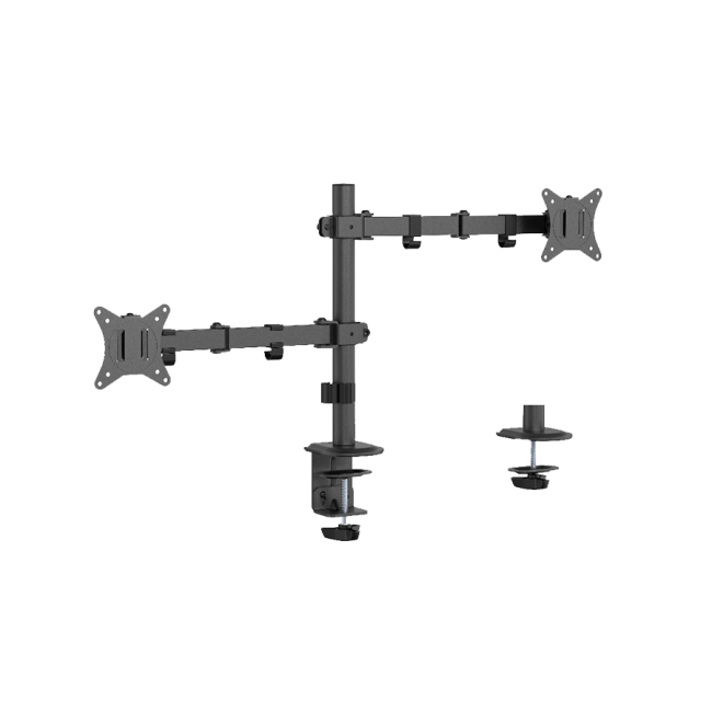 NOSAČ ZA DVA MONITORA GEMBIRD MA-D2-03, montaža na stol, tilt, swivel), 17”-32”, up to 9 kg