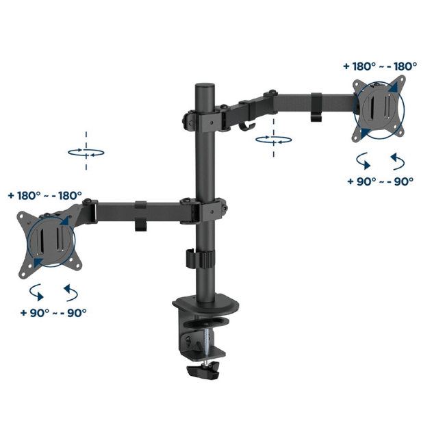 NOSAČ ZA DVA MONITORA GEMBIRD MA-D2-03, montaža na stol, tilt, swivel), 17”-32”, up to 9 kg - Image 3