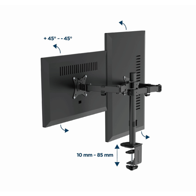 NOSAČ ZA DVA MONITORA GEMBIRD MA-D2-03, montaža na stol, tilt, swivel), 17”-32”, up to 9 kg - Image 4