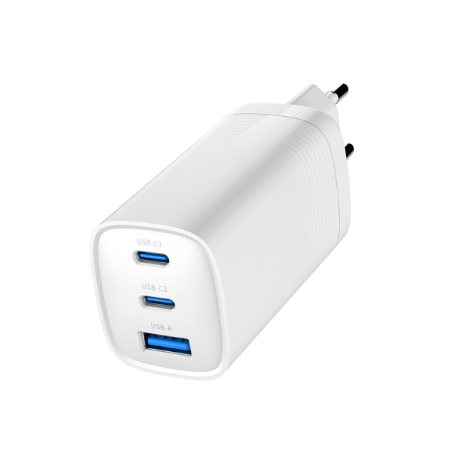 USB punjač 2xType-C + 1xUSB-A fast charger, 65W PD, white GEMBIRD, TA-UC-PDQC65-01-W - Image 4