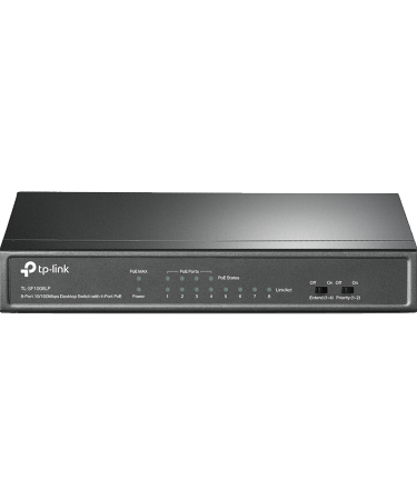 SWITCH TP Link TL-SF1008LP 8-portni 10/100Mbps neupravljani prekidač sa 4-porta PoE, metalno kućište, montaža na desktop, PoE budžet 41W.
