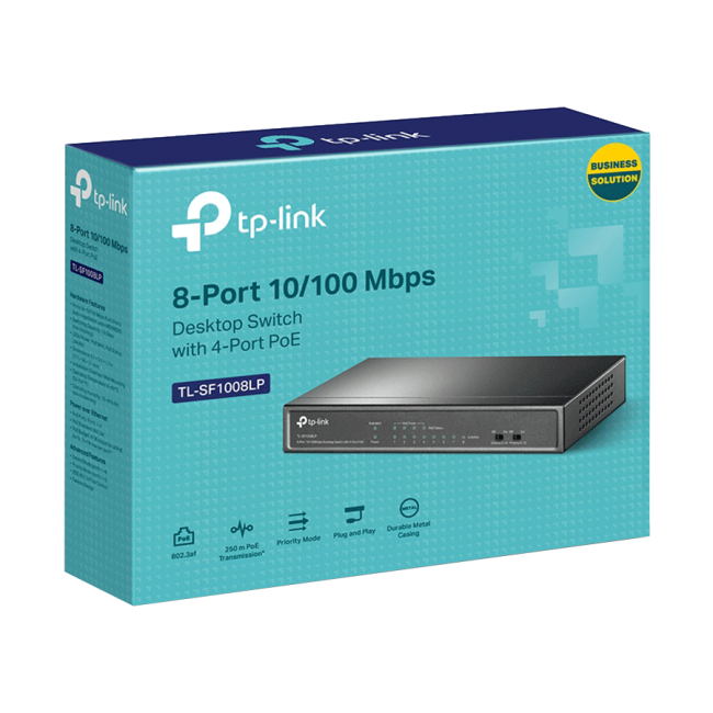 SWITCH TP Link TL-SF1008LP 8-portni 10/100Mbps neupravljani prekidač sa 4-porta PoE, metalno kućište, montaža na desktop, PoE budžet 41W. - Image 3