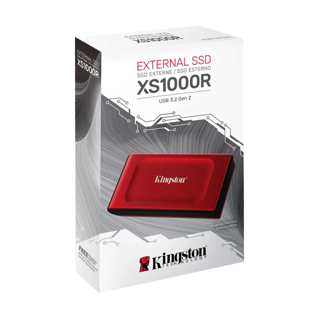 EXT.SSD 1TB Kingston SXS1000R/1000G USB 3.2 Gen 2 peeds up to 1,050MB/s read, 1,000MB/s write Includes USB-C to USB-A cable RED - Image 3