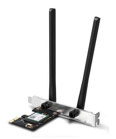 Mercusys PCI Express adapter, MA80XE AX3000 Dual-Band Wi-Fi 6 Bluetooth, 2402 Mbps na 5 GHz + 574 Mbps na 2,4 GHz, 2× High Gin Dual-Band eksterne ante