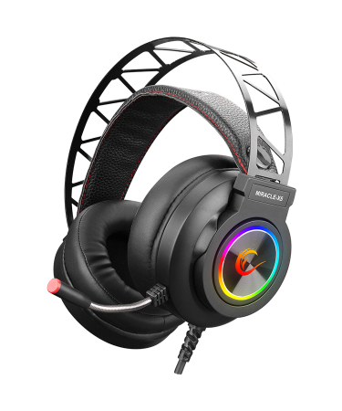 Slušalice sa mikrofonom gaming RAMPAGE Miracle-X5 Black RGB Led 7.1 Surround Sound System Gaming Headset with Microphone