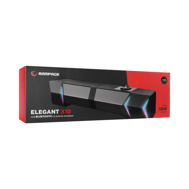 Zvučnici 2.0 gaming RAMPAGE Elegant X10 2.0 Rms Bluetooth 3W*2 RGB Illuminated Multimedia Usb 5V 45dB Gaming Player Speaker - Image 5