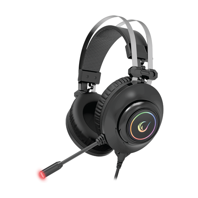 Slušalice sa mikrofonom gaming  RAMPAGE RM-K1 PULSAR black, USB 7.1 surround, vibracija, RGB