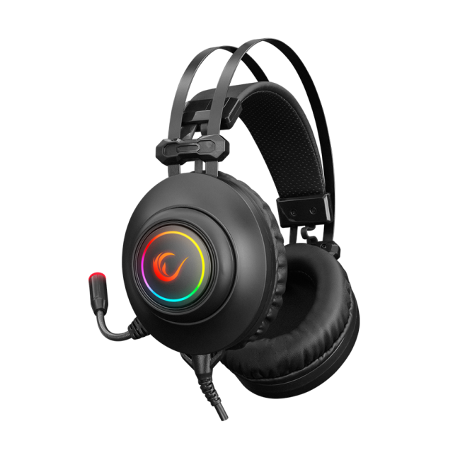Slušalice sa mikrofonom gaming  RAMPAGE RM-K1 PULSAR black, USB 7.1 surround, vibracija, RGB - Image 2