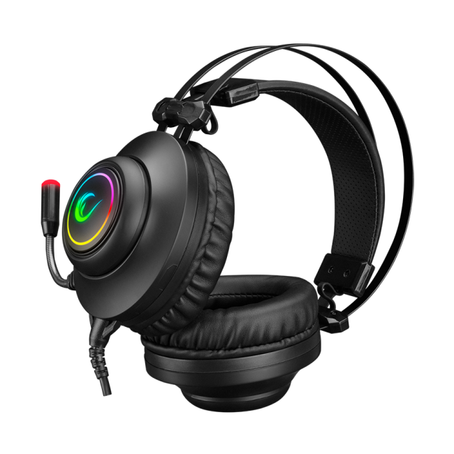 Slušalice sa mikrofonom gaming  RAMPAGE RM-K1 PULSAR black, USB 7.1 surround, vibracija, RGB - Image 3