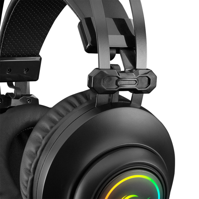 Slušalice sa mikrofonom gaming  RAMPAGE RM-K1 PULSAR black, USB 7.1 surround, vibracija, RGB - Image 5