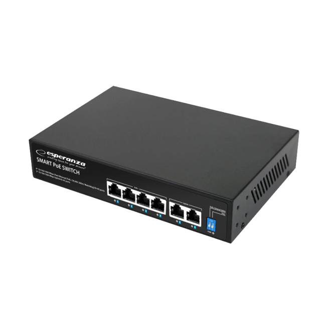 SWITCH 4 PoE + 2 UPLINK ESPERANZA  ETHERNET SWITCH 10/100/1000 GOLIATH, ENS107