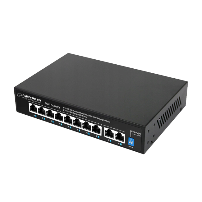 SWITCH 8 PoE + 2 UPLINK ESPERANZA  ETHERNET SWITCH 10/100/1000 MATRIX, ENS108