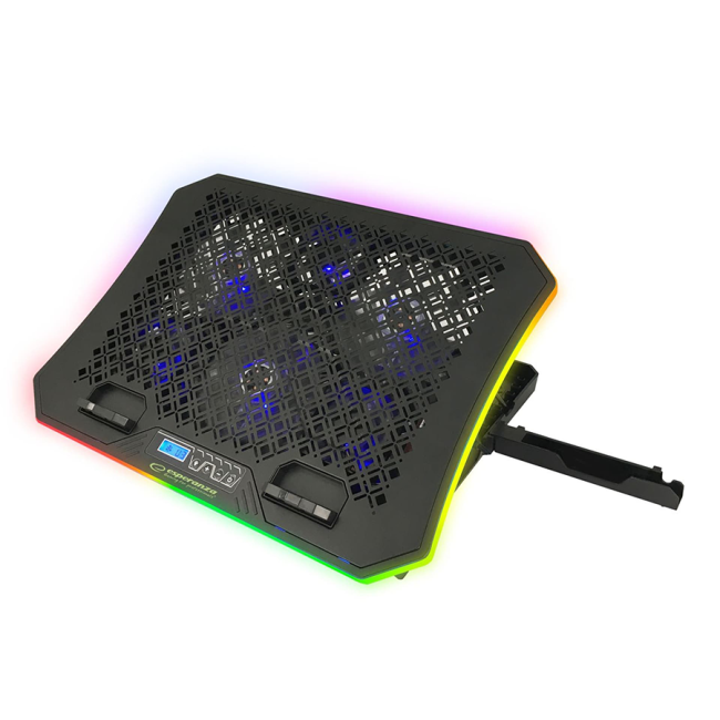 Postolje za notebook gaming ESPERANZA RGB ILLUMINATED NOTEBOOK COOLING PAD WITH MOBILE PHONE STAND GALERNE EGC109