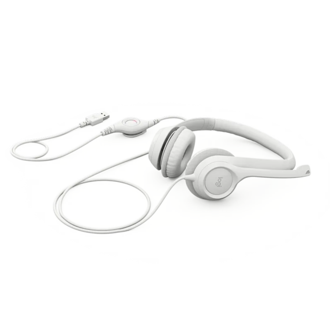 Slušalice sa mikrofonom, Logitech H390, USB, Noise-canceling Rotating microphone, Off-White, 981-001286 - Image 2