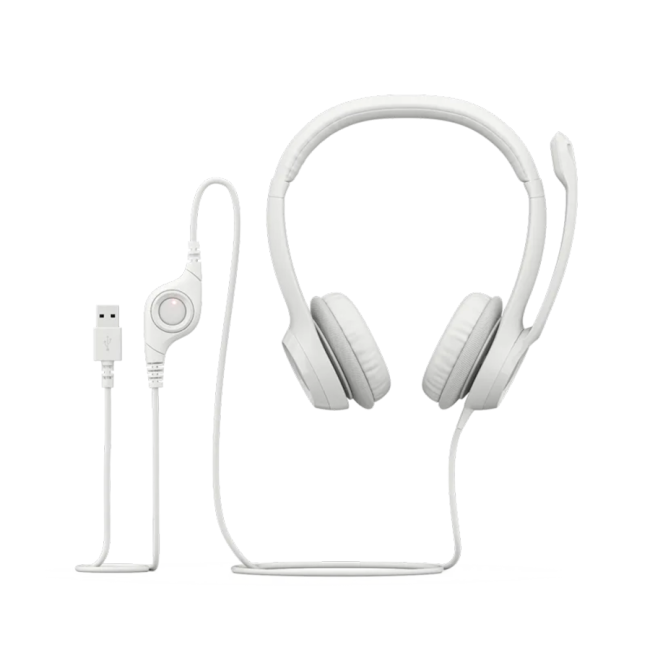 Slušalice sa mikrofonom, Logitech H390, USB, Noise-canceling Rotating microphone, Off-White, 981-001286 - Image 5