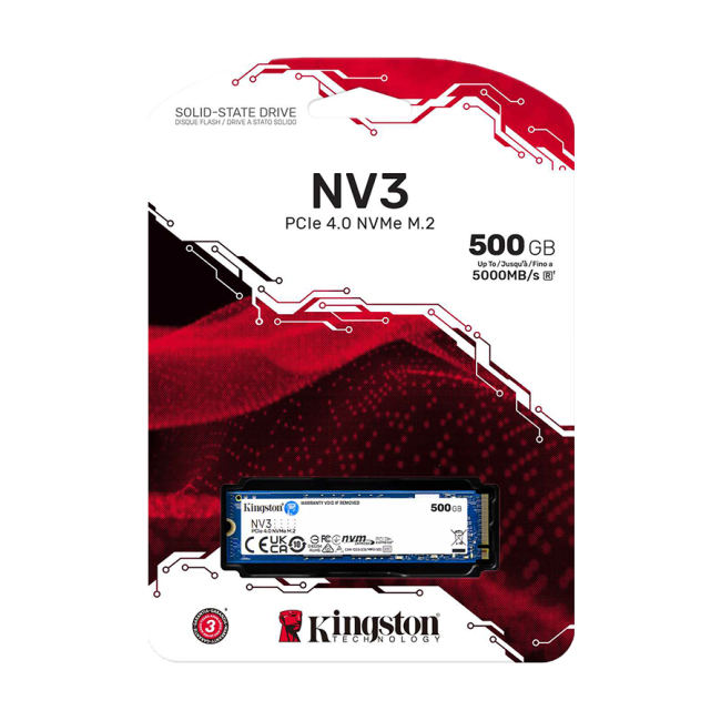 Kingston SSD SNV3S/500G 500GB NV3 NVMe PCIe 4.0 R/W:5000/3000MB/s - Image 3