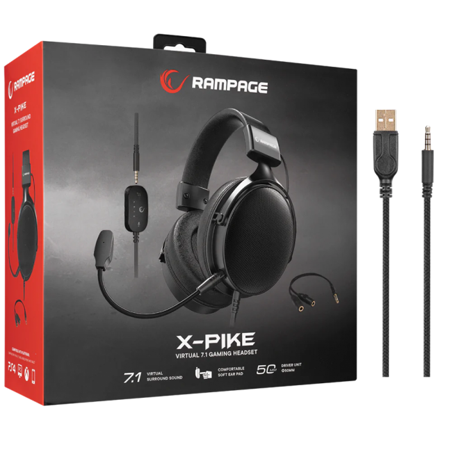 Slušalice sa mikrofonom gaming RAMPAGE RM-K99 X-PIKE USB 7.1 Sound Card PC PS4 Mobile Surround - Image 9