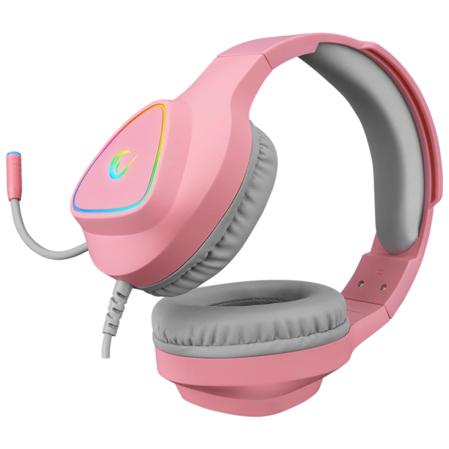 Slušalice sa mikrofonom gaming RAMPAGE M7 MONCHER pink, RGB LED, USB 7.1 - Image 4