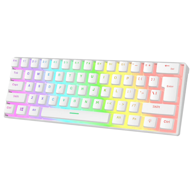Tastatura gaming RAMPAGE RADIANT K11 white, red switch, Type-C, RGB,  US Layout, pudding keycaps - Image 3
