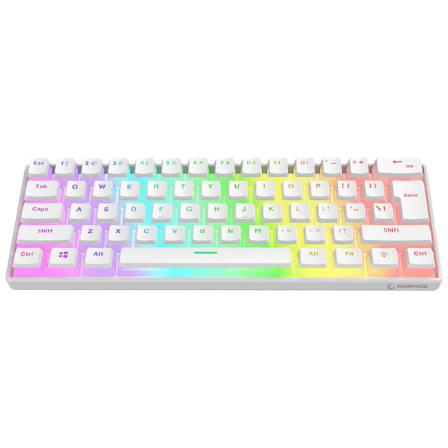 Tastatura gaming RAMPAGE RADIANT K11 white, red switch, Type-C, RGB,  US Layout, pudding keycaps - Image 4
