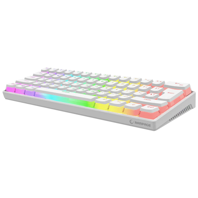 Tastatura gaming RAMPAGE RADIANT K11 white, red switch, Type-C, RGB,  US Layout, pudding keycaps - Image 5
