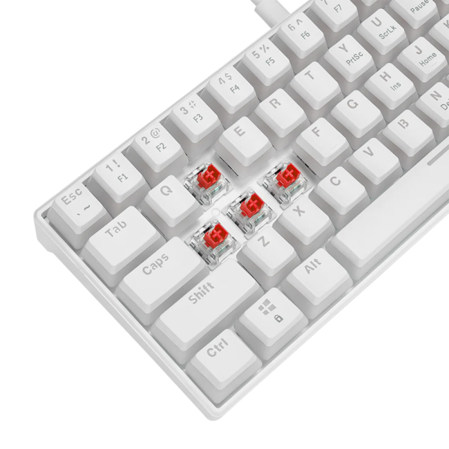 Tastatura gaming RAMPAGE RADIANT K11 white, red switch, Type-C, RGB,  US Layout, pudding keycaps - Image 7