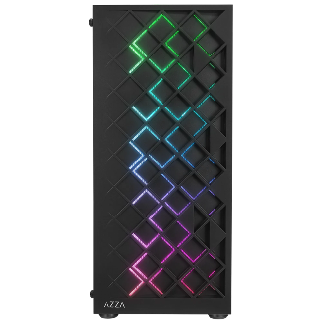 Kućište gaming RAMPAGE AZZA V1 Tempered Glass Black 3*12CM Black 1* 12CM ARGB Fan ATX Mid-T Gaming Player Case - Image 2