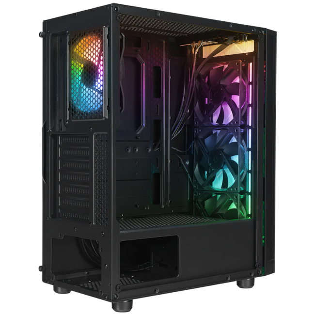 Kućište gaming RAMPAGE AZZA V1 Tempered Glass Black 3*12CM Black 1* 12CM ARGB Fan ATX Mid-T Gaming Player Case - Image 3