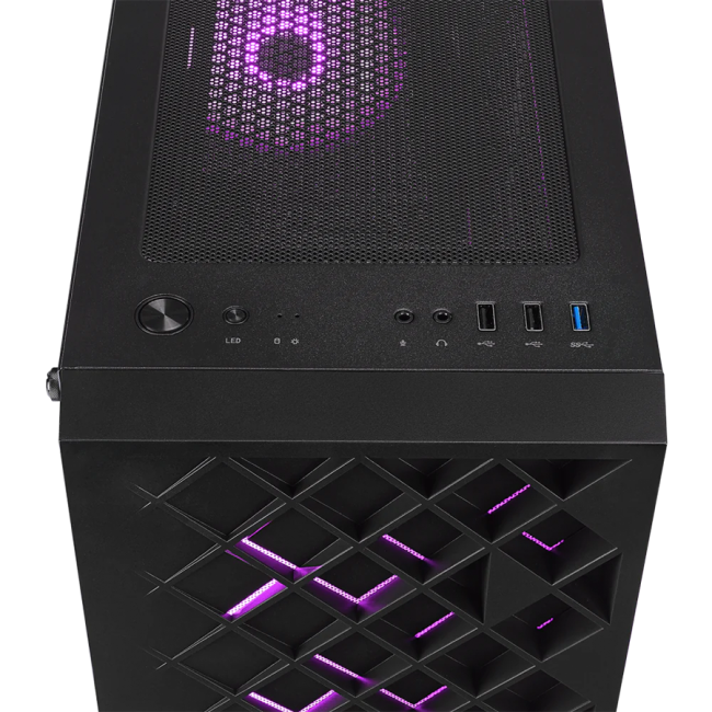 Kućište gaming RAMPAGE AZZA V1 Tempered Glass Black 3*12CM Black 1* 12CM ARGB Fan ATX Mid-T Gaming Player Case - Image 5