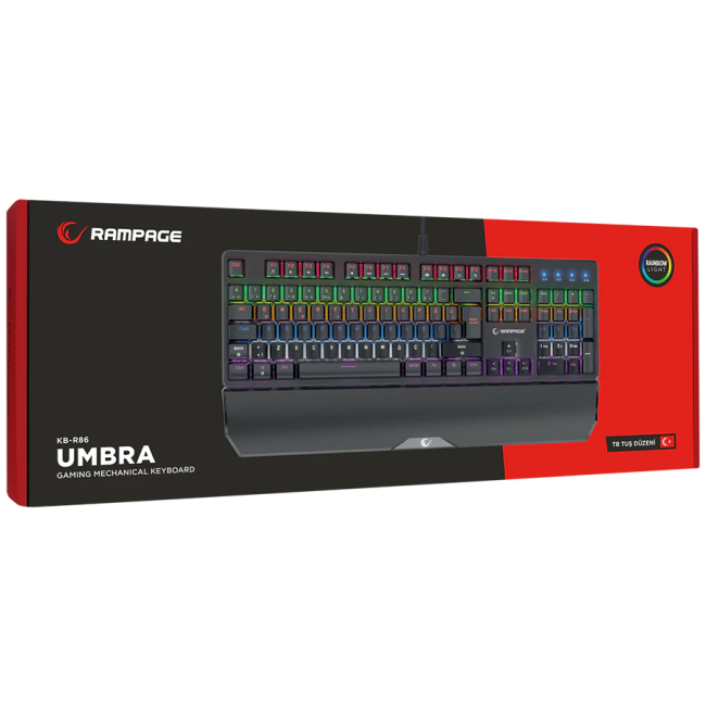 Tastatura gaming RAMPAGE KB-R86 UMBRA Black USB Rainbow Illuminated Red Switch US Layout Mechanical - Image 7