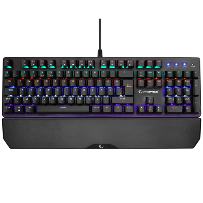 Tastatura gaming RAMPAGE KB-R86 UMBRA Black USB Rainbow Backlit Blue Switch US Layout Mechanical - Image 2