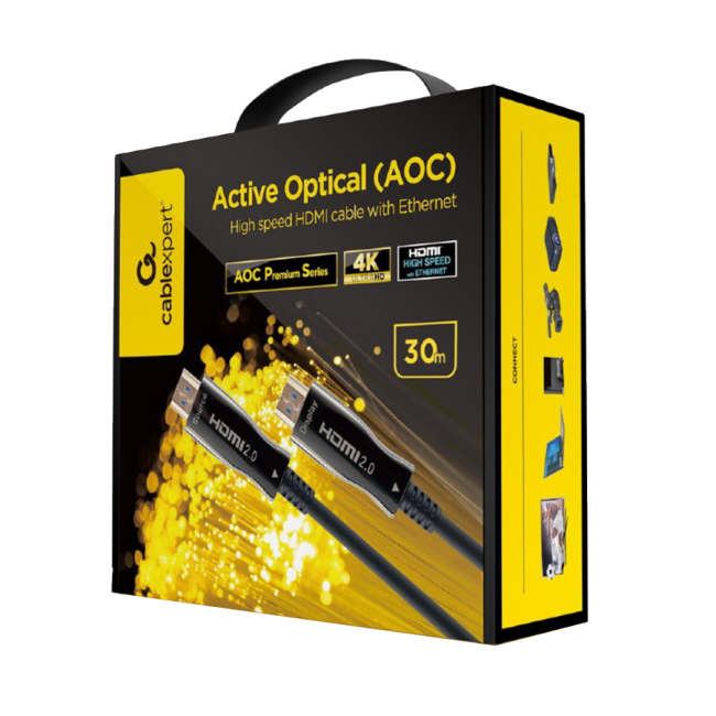 HDMI kabl GEMBIRD, 30m, Active Optical (AOC) High speed +Ethernet AOC Premium Series CCBP-HDMI-AOC-30M-02 - Image 2