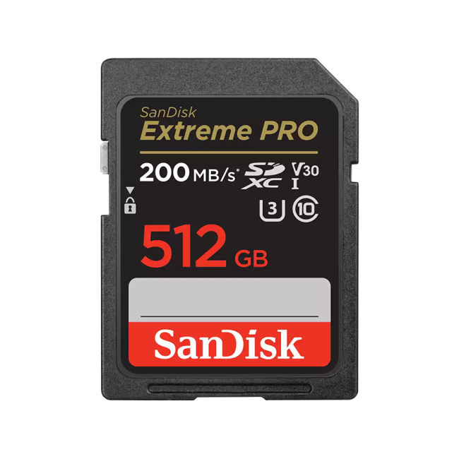 SanDisk SDXC 512GB Extreme Pro 200MB/s V30 UHS-I Class10 U3 V30  SDSDXXD-512G-GN4IN