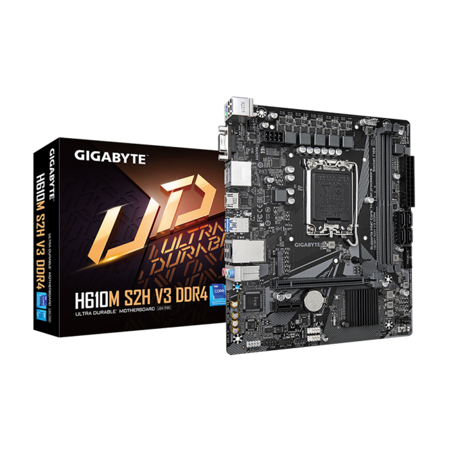 GIGABYTE MB H610M S2H V3 DDR4 LGA1700; 2xDDR4; M.2; 4xSATA 6xUSB, HDMI, 2xDP, DVI, VGA