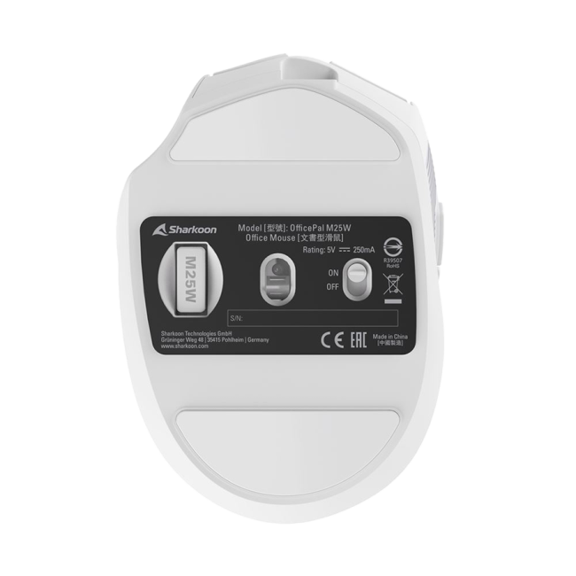 Miš SHARKOON OfficePal M25W White, wireless/wire dual mode - Image 2