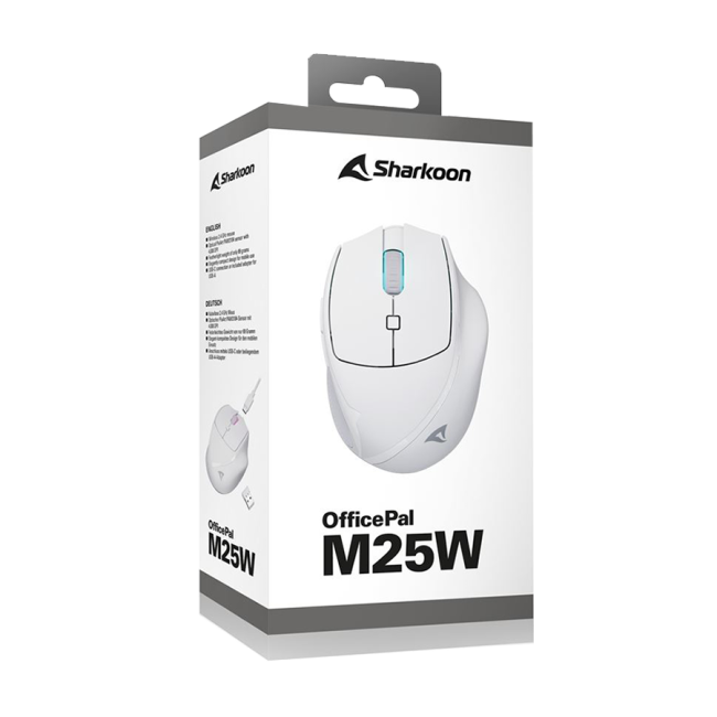 Miš SHARKOON OfficePal M25W White, wireless/wire dual mode - Image 6