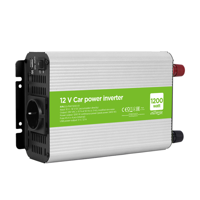 DC-AC inverter za auto GEMBIRD, in12Vout220V 1200W EG-PWC1200-01