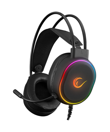 Slušalice sa mikrofonom gaming RAMPAGE ROGUE BLACK USB RGB Led Gaming Headset with Long flexible Microphone. In Line Control, 36162