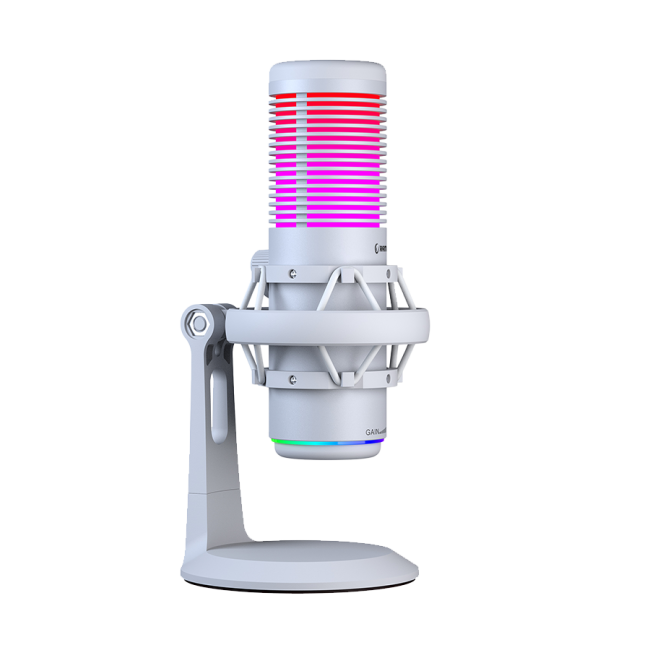 Mikrofon gaming RAMPAGE BEMOL RGB White Microphone with Shock Mount and Pop Filter for Gaming, Streaming, Podcasts, 41148