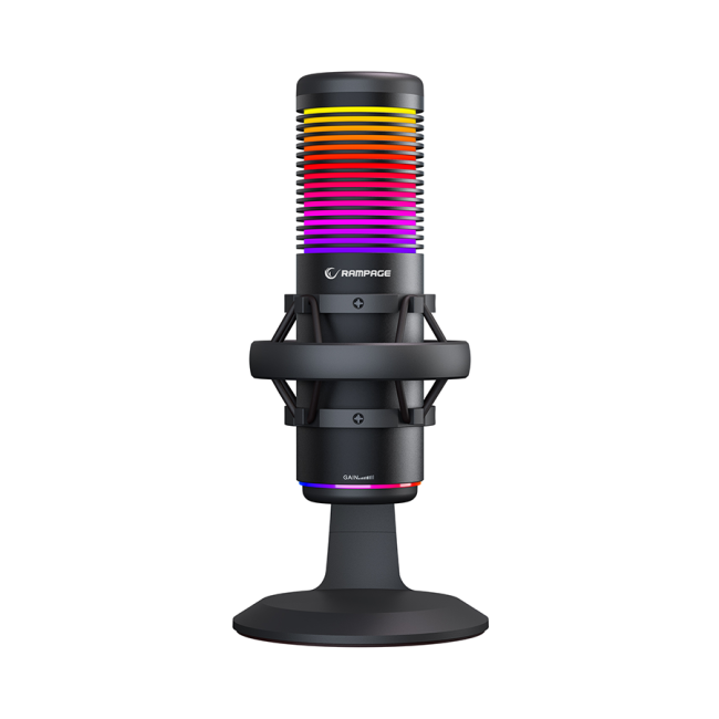 Mikrofon gaming RAMPAGE Bemol RGB Black Microphone with Shock Mount and Pop Filter for Gaming, Streaming, Podcasts, 41147 - Image 2