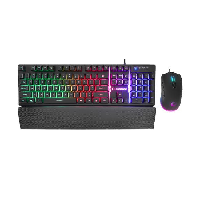 Tastatura + miš gaming RAMPAGE KM-RX7 FORTUNA Rainbow Backlit FULL SIZE US/ENGLISH Layout 6400 dpi Mouse COMBO SET, 39908