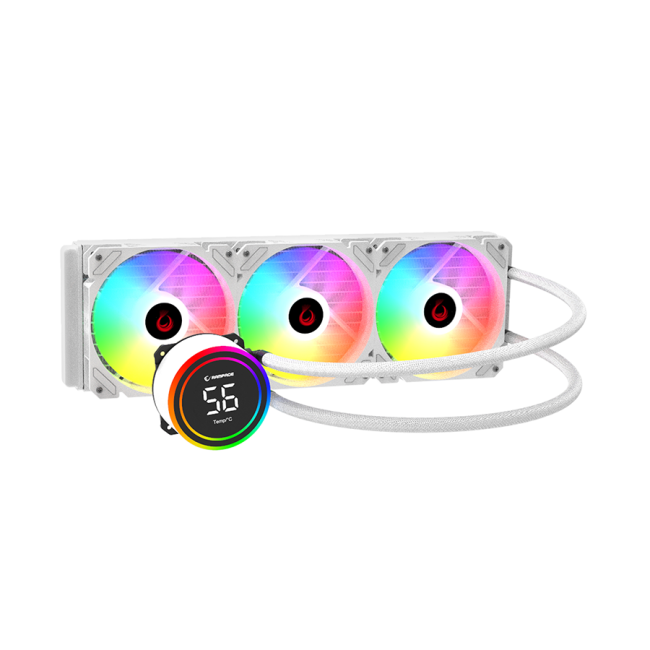 CPU hladnjak AIO Liquid RAMPAGE HELIOS C17 White 12cm Fan Temperature Display Intel LGA1700/AMD AM5 ARGB 360mm Liquid Cooling CPU Fan 40918