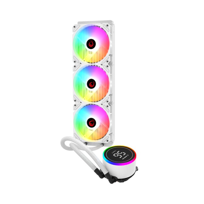 CPU hladnjak AIO Liquid RAMPAGE HELIOS C17 White 12cm Fan Temperature Display Intel LGA1700/AMD AM5 ARGB 360mm Liquid Cooling CPU Fan 40918 - Image 2