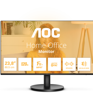 MONITOR AOC 24B3QA2 - 24 Inch Full HD Monitor, 120Hz, Adaptive Sync, Speaker (1920 x 1080, 1 x D-Sub, 1 x HDMI 1.4, 1 x DisplayPort 1.2) Black