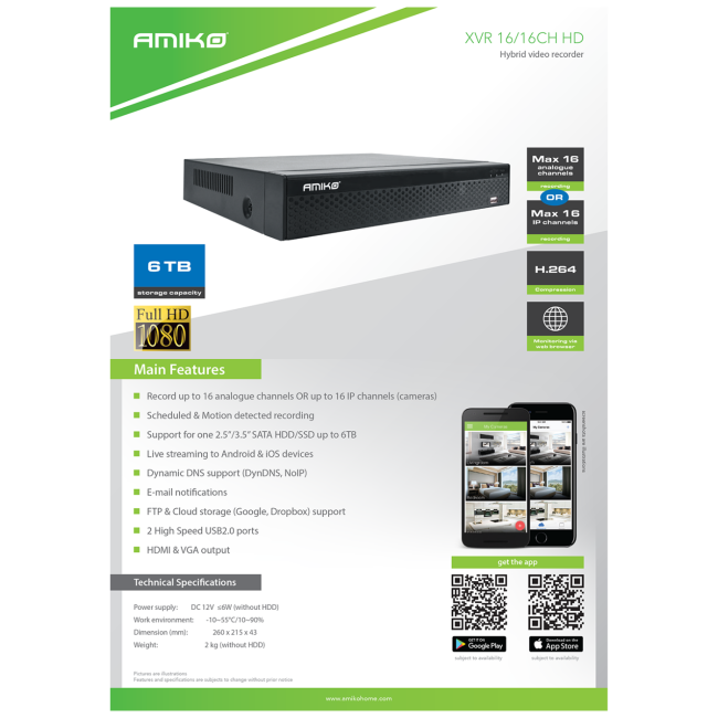 Amiko Home 16 kanalni snimač za video nadzor - XVR 16/16CH HD DVR - Image 2