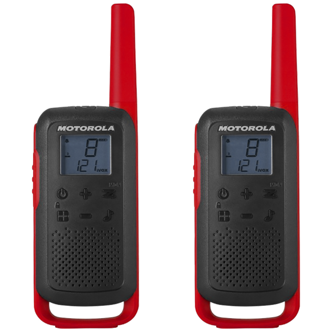Motorola Walkie Talkie, domet 8 km, 16 kanala, crvena - TLKR T62 RD