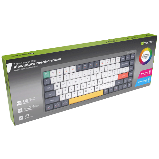 Tracer Tastatura sa osvjetljenjem, USB/BT/WiFi, gaming, mehanička - FINA 84 Grey - Image 6