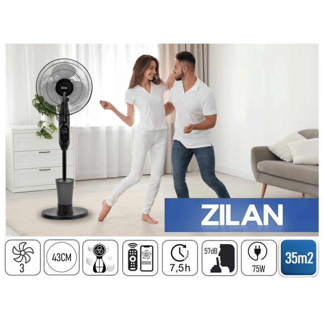 Zilan Ventilator sa raspršivačem vode, daljinski upravljač, 75 W - ZLN0977 - Image 5